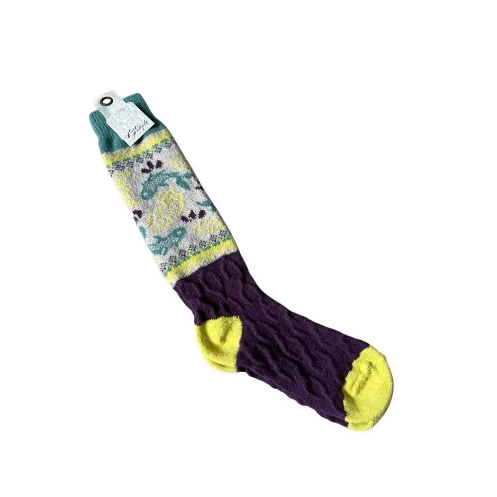 NEW Free People Playing Koi Tall Nordic Socks One size Purple Multicolor